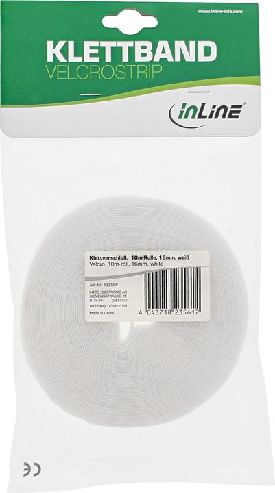 Produktbild InLine ® Kabelbinder, Klettverschluss Band, 10 Meter, 16mm, weiss (16 mm)