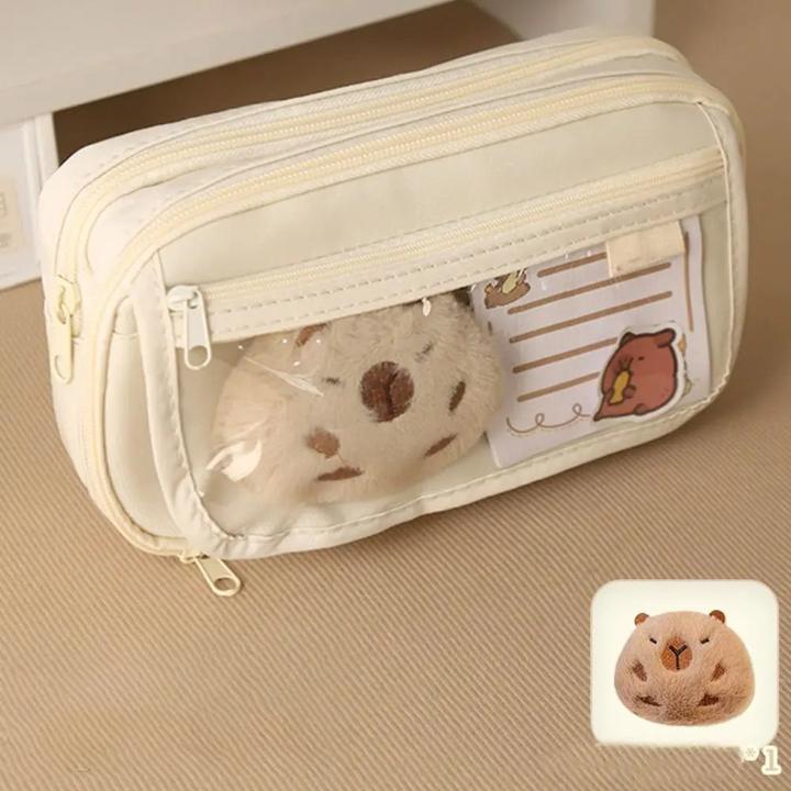 Produktbild Only-Bags.Store Grosse Kapazität Bleistift Tasche Cartoon Schreibwaren Halter Tasche mit Clips Keychains Kinder