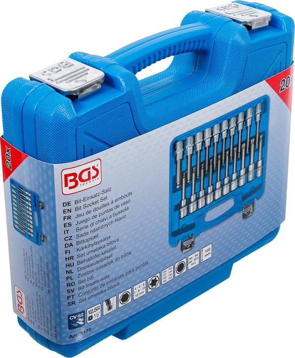 Produktbild BGS Bit-Einsatz-Satz Innensechskant, T-Profil, Innenvielzahn mit Kugelkopf 20-tlg. (100 mm.)