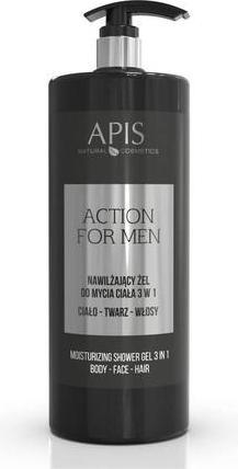 Actual product image Apis Natural Cosmetics Action For Men 3in1 nawilżający żel do mycia ciała twarzy i włosów 1000ml (1000 ml)