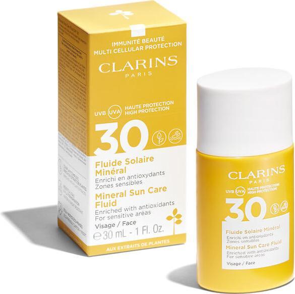 Immagine prodotto Clarins Sole - Fluide Solaire Minéral Visage SPF30 (Crema solare viso, SPF 30, 30 ml, 62 g)