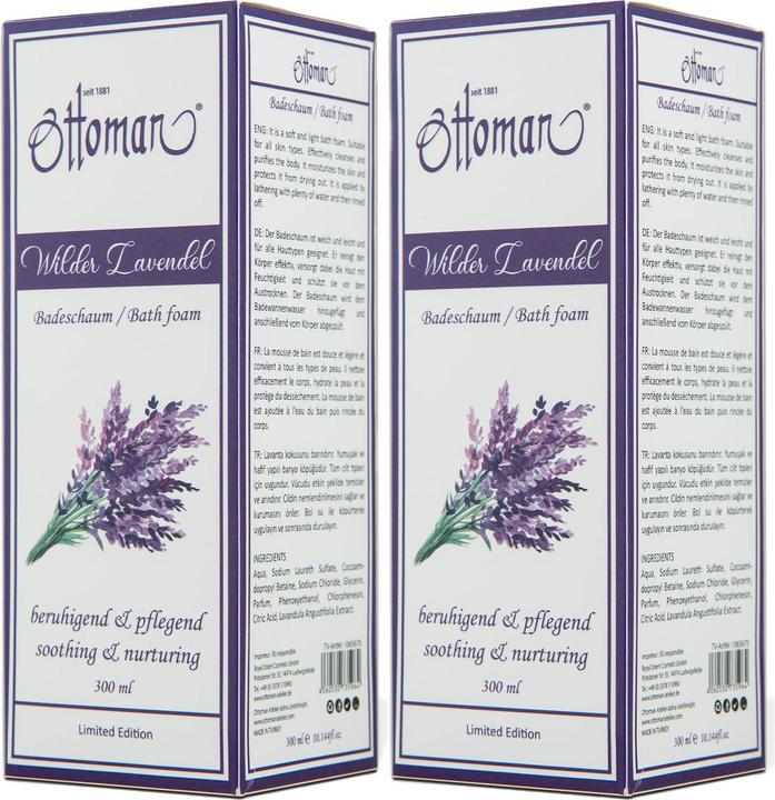 Produktbild Ottoman 2er-Set Lavendel Badeschaum, 300ml, entspannendes Badeerlebnis (300 ml, Badeperlen)