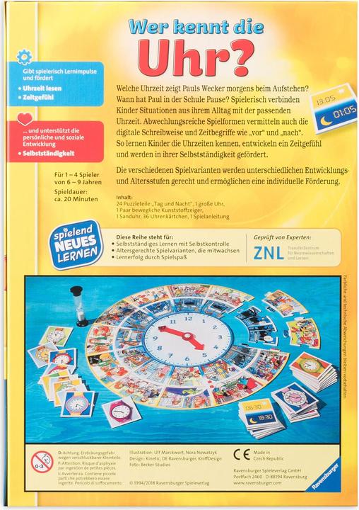 Produktbild Ravensburger Lernspiel Wer kennt die Uhr? (Deutsch)