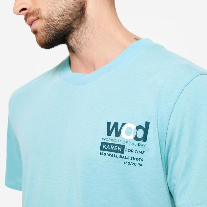Image du produit Domyos T-shirt homme crosstraining respirant col rond Slim - turquoise (S)