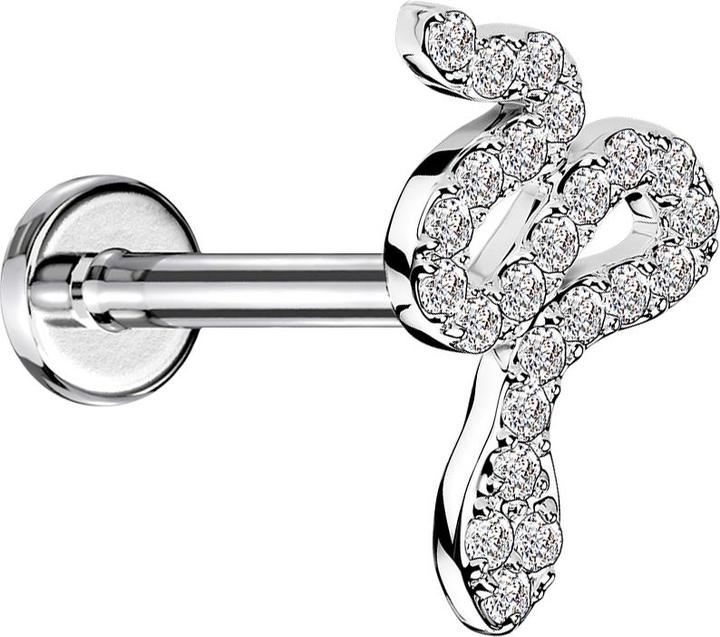 Immagine prodotto Star Piercing Micro labret filo interno argento cristalli di serpente argento (Ottone)