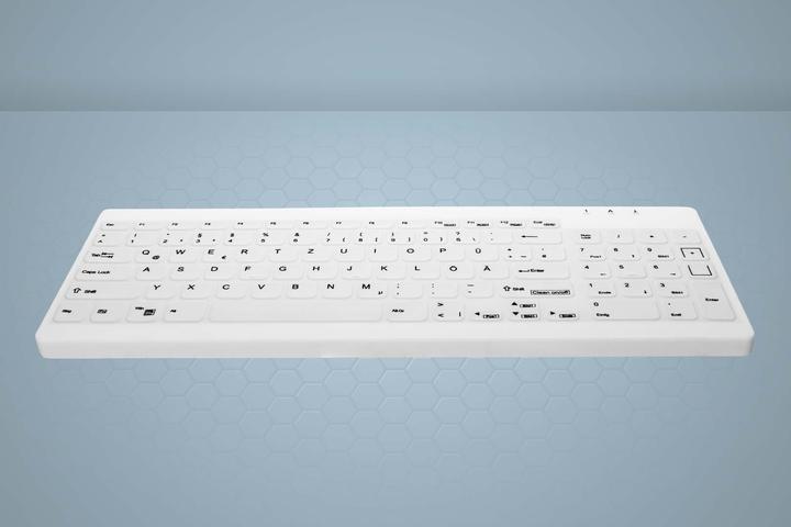Image du produit Active Key Clavier compact hygiénique Ultraflat avec NumPad entièrement étanche USB blanc MAC (DE, Filaire)