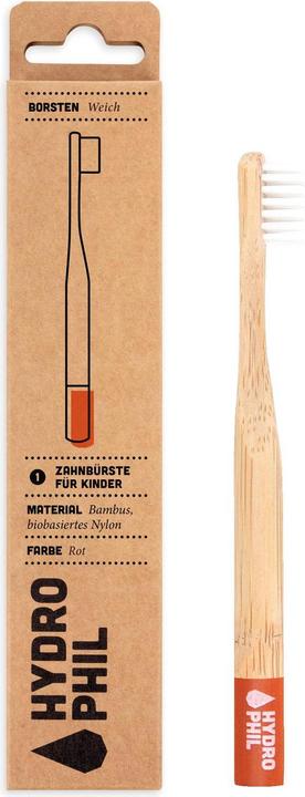 Produktbild Hydrophil Kinder Bambus Zahnbürste 'Rot' mit extra weichen Borsten (Extra weich, 1 x)