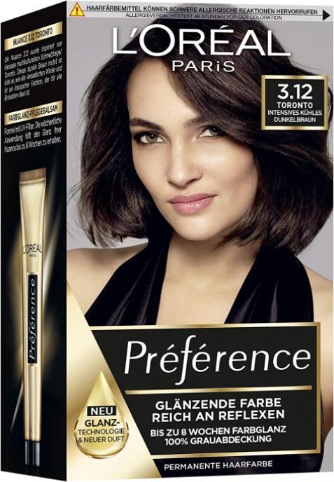 Produktbild L'Oréal Paris L'Oréal, Paris Préférence, Haarfarbe, Toronto, 183 g (3.12 Intensives Kühles Dunkelbraun)