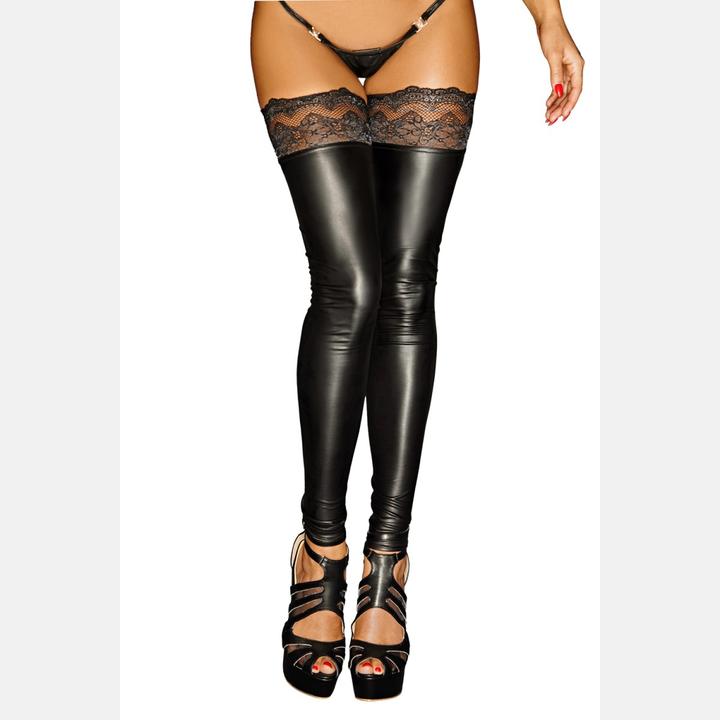 Produktbild Noir Handmade Wetlook Strümpfe halterlos (L)