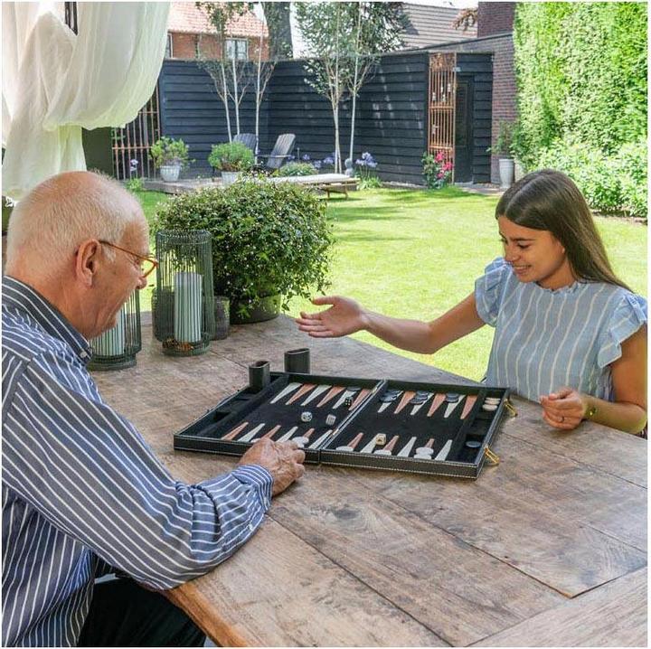 Produktbild Longfield Games Backgammon 18 Klassisches Brettspiel in Braun und Elfenbein (Deutsch)