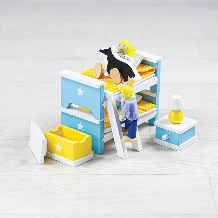Produktbild Bigjigs Tidlo Puppenhausmöbel aus Holz, Kinderzimmer, 3-teilig.