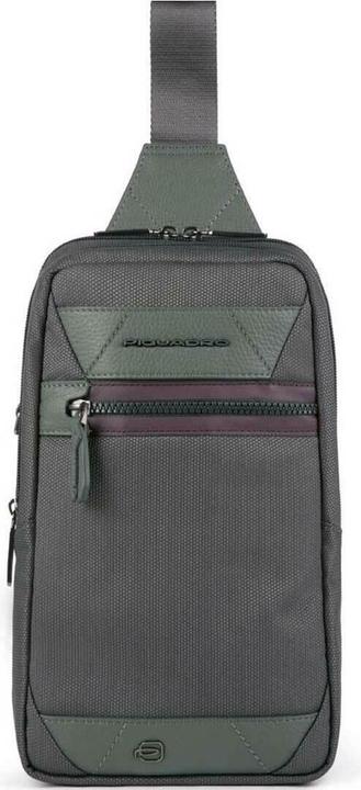 Actual product image Piquadro Leather Backpack, Military Green, Sling Bag, For Men