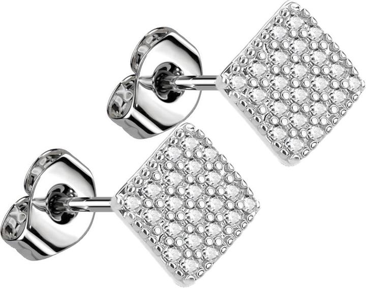 Immagine prodotto Star Piercing Orecchini a perno in argento con cristallo quadrato in argento (Ottone, Acciaio chirurgico 316L)