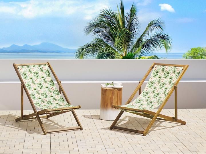 Actual product image Beliani Fabric cover set of 2 for garden loungers ANZIO / AVELLINO flower motif pink