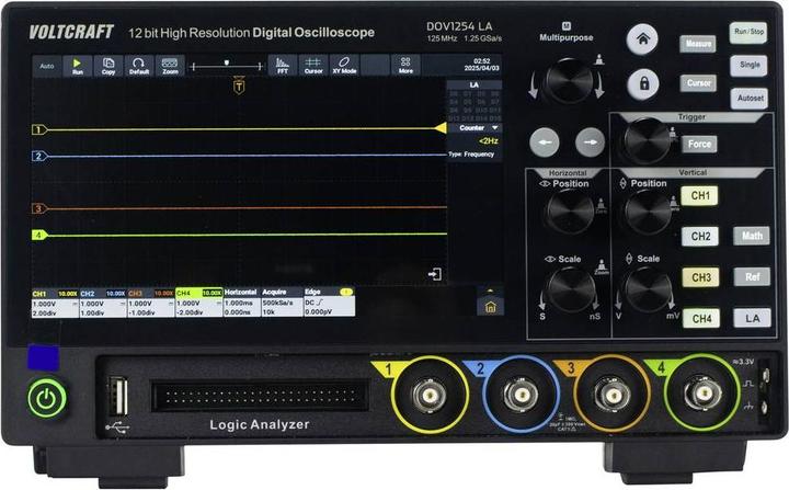 Image du produit Voltcraft DOV1254 LA Digital-Oszilloskop 125 MHz 4-Kanal 1.25 GSa/s 100 Mpts 12 (CAT II)
