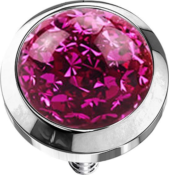 Star Piercing Dermal Anchor Kristall Kuppel fuchsia Epoxy Schutzschicht (Chirurgenstahl 316L, ohne Messing)