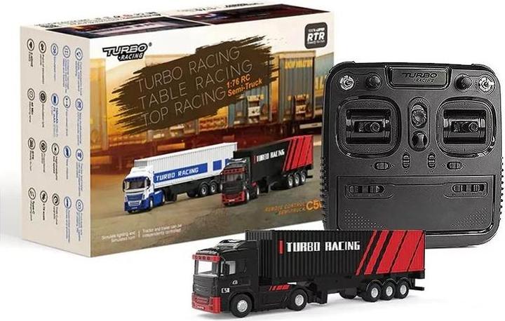Image du produit Turbo Racing Camion C50 avec remorque Noir, 1:76, RTR (RTR Prêt à fonctionner)