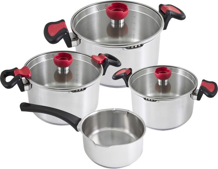 Produktbild Kopf Nelo Topfset (7-teilig, Edelstahl, Induktion, mit intelligenter Abgiesshilfe) (Kochtopf, Edelstahl)