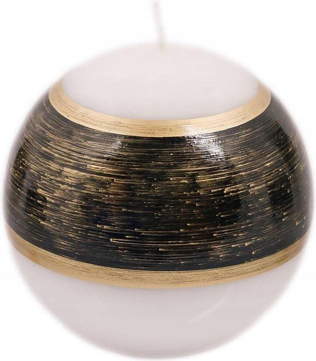 Jossie Candles Kerze Weiss Mit Schwarz Goldenen Linien Kugel 10 Cm Handgefertigt