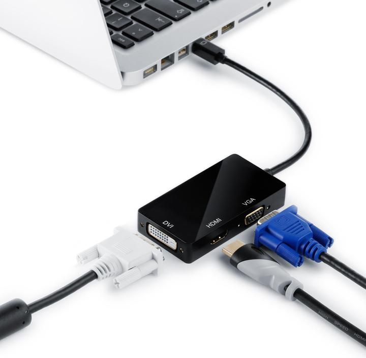 Image du produit CSL Câble adaptateur mini DisplayPort vers HDMI + DVI + VGA (HDMI, DVI, VGA, 16 cm)
