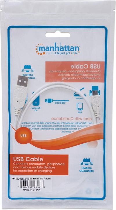 Image du produit Manhattan Câble de connexion USB 2.0 (1 m, USB 2.0, 2.50 W)