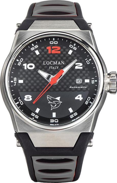 Locman Italy Herrenuhr Mare schwarz/grau Automatik Ref. 0556 (Uhr mit Schmuckstein, 44 mm)