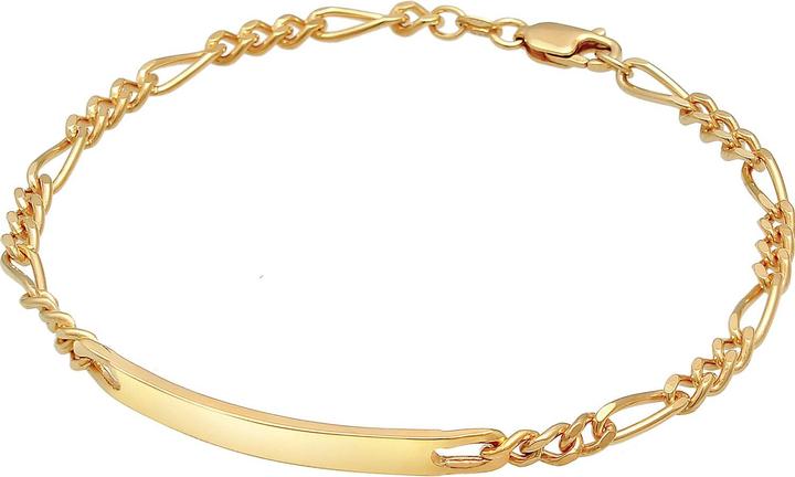 Kuzzoi Armband Herren ID Platte Figaro Klassisch 925 Silber (21 cm, 925er Silber)