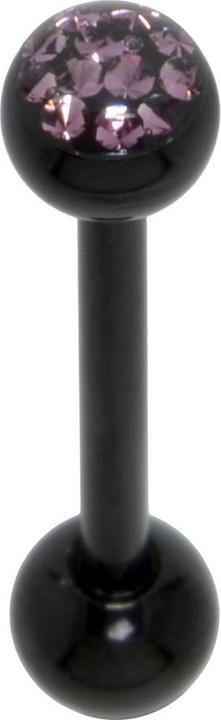 Bijouteria Zungenpiercing (Chirurgenstahl 316L, Epoxiharz, Kristall, PVD Beschichtung (schwarz))