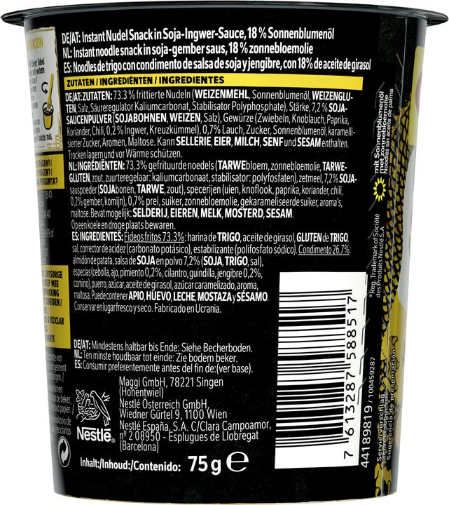 Nutritional values and ingredients Maggi MAGIC ASIA Saucy Noodles Asia Classic Cup (75 g)
