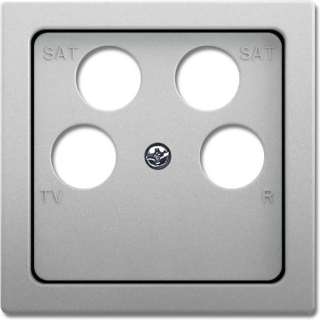 Actual product image Busch-Jaeger Central plate for antenna socket 4-hole Busch Jaeger 1743/10-04-866 Pure stainless steel