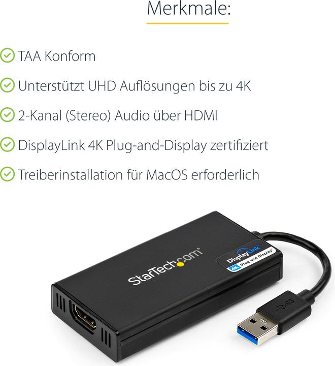 Actual product image StarTech USB HDMI Adapter (USB-A, 20 cm)