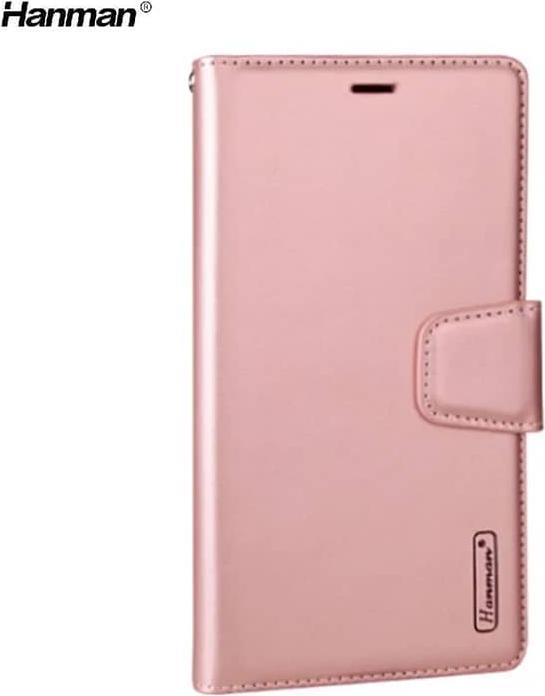 Image du produit Hanman Samsung Galaxy A50 (2019) - Étui à clapet en métal avec 3 fentes pour cartes, or rose (Samsung Galaxy A50)