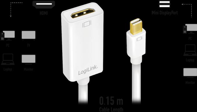 Actual product image LogiLink Mini DP zu (HDMI, 10 cm)