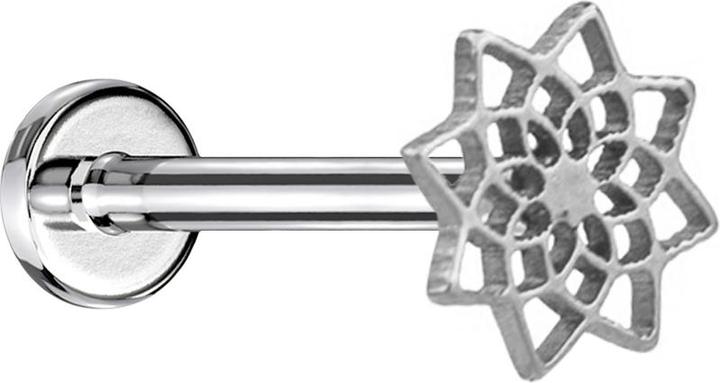 Immagine prodotto Star Piercing Micro Labret Innengewinde silber Lotusblume von oben (senza ottone, Acciaio chirurgico 316L)