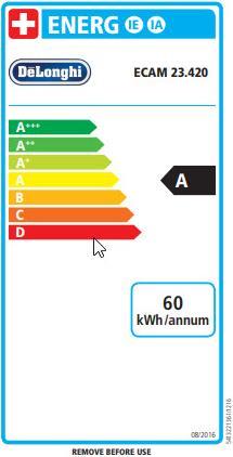 Label énergétique De'Longhi Ecam 23.420.Sb