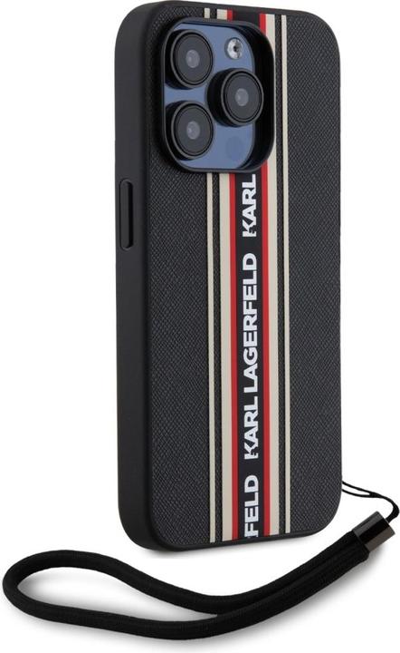Productafbeelding Karl Lagerfeld Case Saffiano Athleisure Stripes Cord for iPhone 15 Pro Max red (Apple iPhone 15 Pro Max)