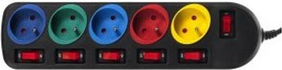 Produktbild Maclean MCE204M power extension 5 AC outlet(s) Indoor Black, Multicolour (5 x, CEE 7/5, 1.50 m)