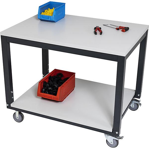 Produktbild eurokraft basic Tischwagen mit 2 Etagen, für Arbeitstisch-System WT, Breite x Tiefe 1000x700 mm (100 kg)