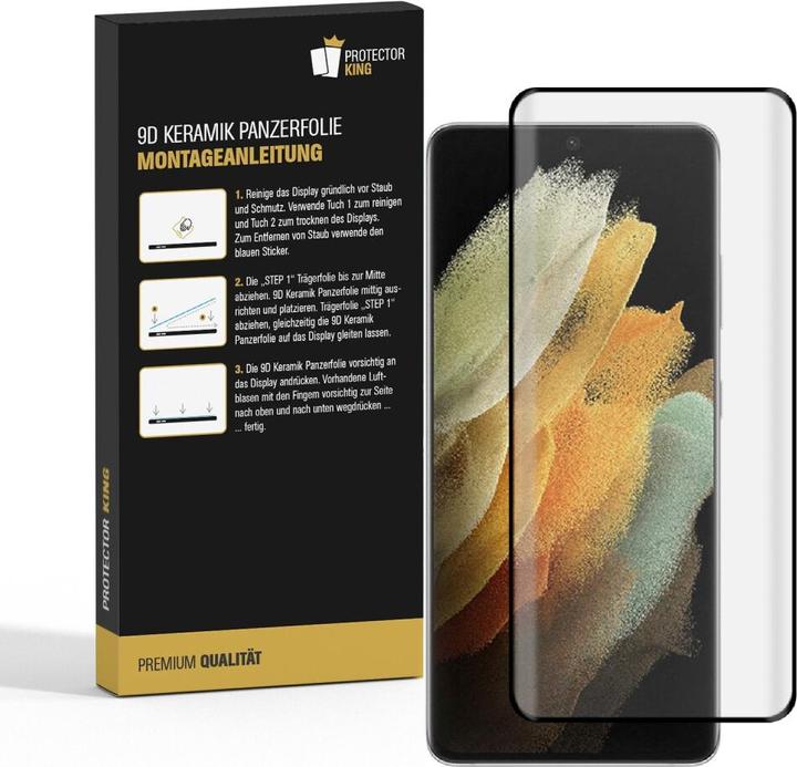 Actual product image Protectorking 3x Ceramic-Glass Full Cover HD Klar (3 Piece, Samsung Galaxy S21 Ultra)