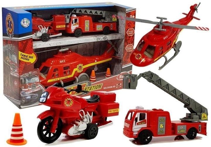 Produktbild Lean Toys Satz Fahrzeuge Feuerwehrhubschraubermotor