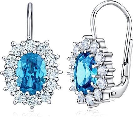 Silvego Silver earrings with syntheticue oval topaz SILVEGOB31571-B