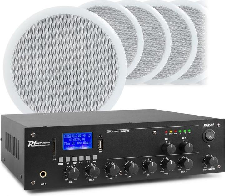 Actual product image Power Dynamics geluidsinstallatie met Bluetooth, 10 plafondluidsprekers en 100 meter luidsprekerkabel