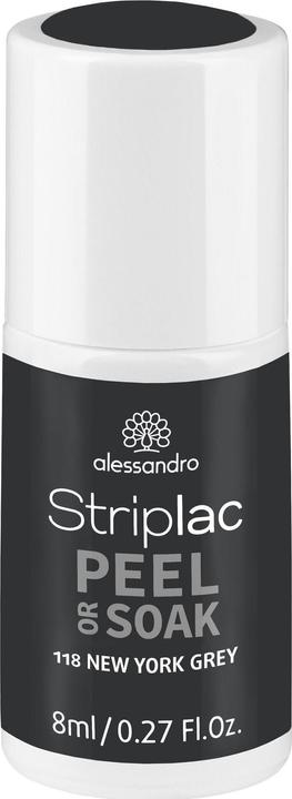 Actual product image Alessandro Striplac Peel or Soak New York Grey 8 ml (Grey, Peelable nail polish)
