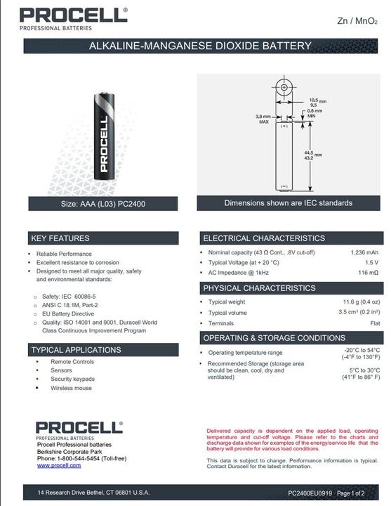 Productafbeelding Duracell Procell (10 Pcs., AAA, 1222 mAh)