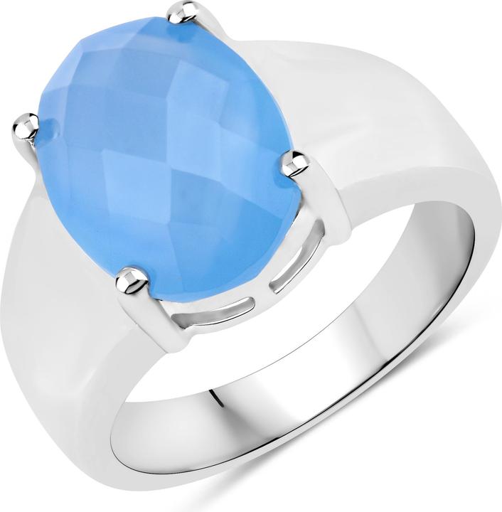 Produktbild Xen Ring mit Chalcedon dyed blue 925 Sterlingsilber rhodiniert (56, 925 Silber)