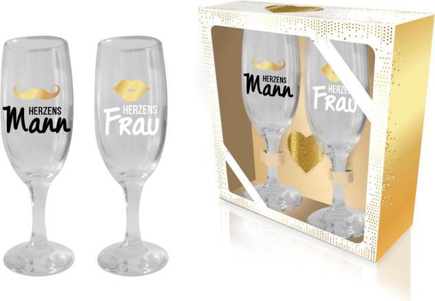 Produktbild Trendcompany Sektgläser-Set Herzensmann & Herzensfrau (19 cl, 2 Gläser)