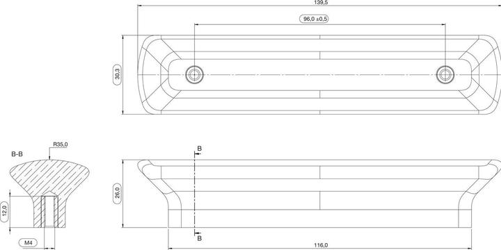 Actual product image Furnipart Furniture handle Vanilla LA 96, width 139.5 mm, white ceramic