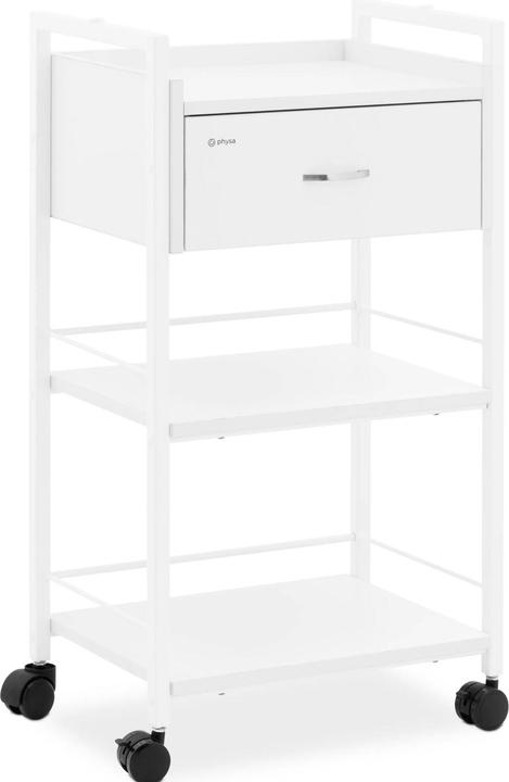 Physa Kosmetikwagen Arbeitswagen Beistellwagen Trolley Schublade 3 Ablagen 65 kg weiss