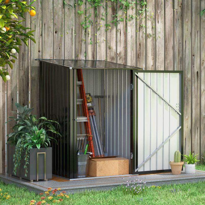 Actual product image Swisshandel24 Garden shed 1x1 m metal garden shed Garden shed 0.92 m² galvanised steel dark grey