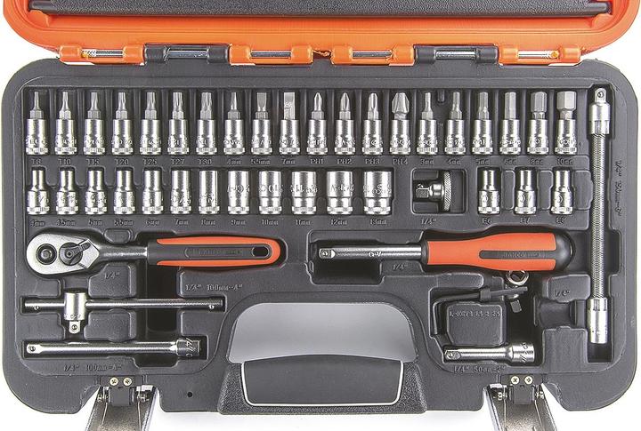 Produktbild Bahco 1/4"-Steckschlüssel-Satz, metrisch, Sechskant, inklusive Schraubendreher-Einsätzen - 46-teilig (13 mm)